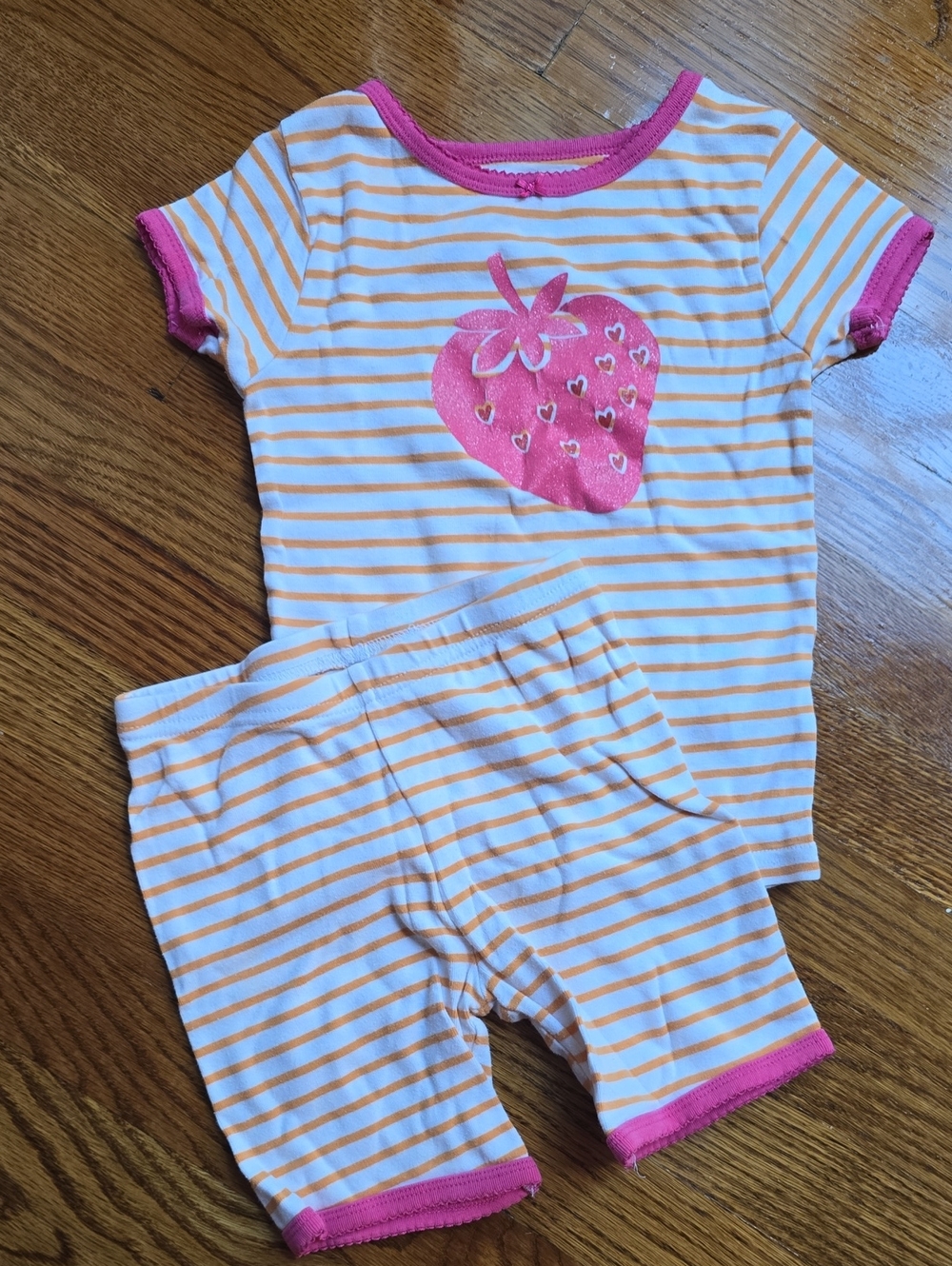 Carter's Pink & Orange Striped Strawberry Pajama Set